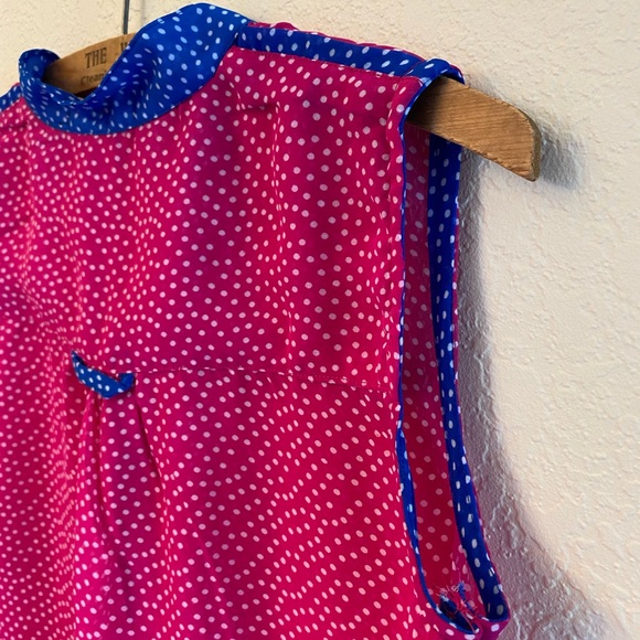 Anaya Pink and Blue Polk Dot Sheer Blouse - Picture 6 of 6